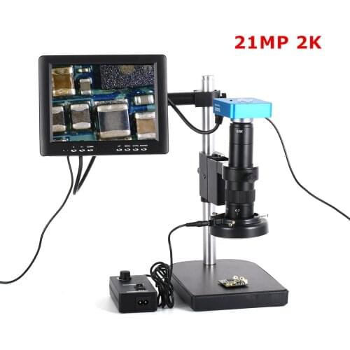 21MP Industrial Microscope Camera Kit HDMI USB 180X C-mount Zoom Lens 60 LED Light with 8" HD LCD Screen For Mobile PCB Repair