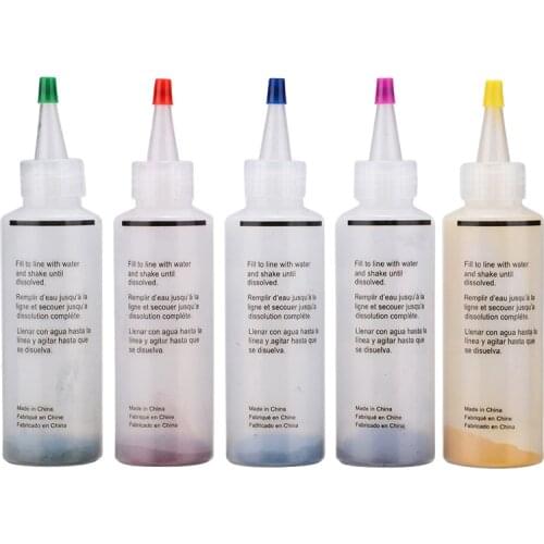 5 Bottles 22.6g 0.79oz Tie Dye + 20pcs Rubber Band + 4 Pair Vinyl Gloves One Step Permanent Paint Craft Tie Dye Kit