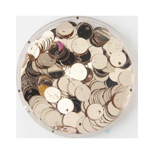 50g (4000pcs) 6mm Champagne Flat Round Sequins For Craft PVC DIY Garment Sewing Wedding Accessories With 1 Side Hole Spangles