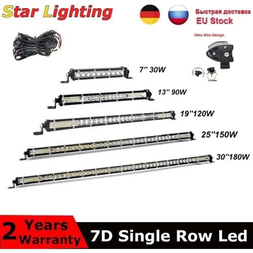7D Ultra Slim 7-30inch Led Work Light 12V 24V Light Bar/Work Light Combo LED Bar Offroad For Trucks 4X4 UAZ Off Road ATV