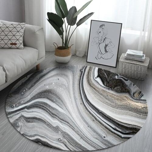 Abstarct Gray Marble Round Rug For Bedroom Nordic Style Mat InThe Toilet Non-slip Flannel Coffee Table Rug Chair Mat Room Decor
