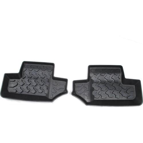 BBQ@FUKA New Car Styling Accessories 1 Pair Blk Rubber Rear Row Floor Mats Liner Carpets For 2 Door Jeep Wrangler JK 2007-2015