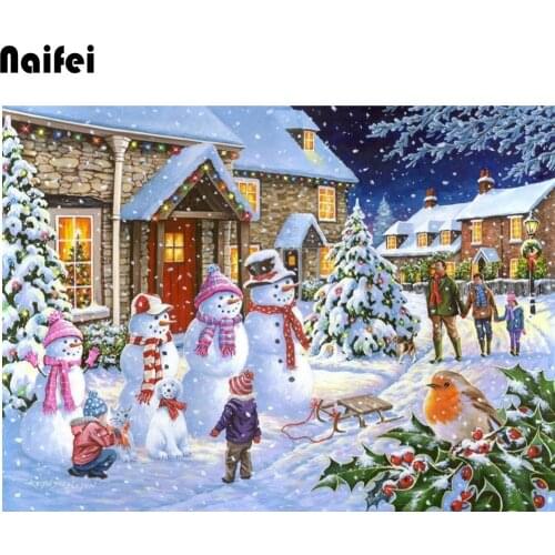 Snow family Full 5D Diy Daimond Painting Cross-stitch 3D Diamond Painting Round Rhinestone Picture Embroidery diamind painting