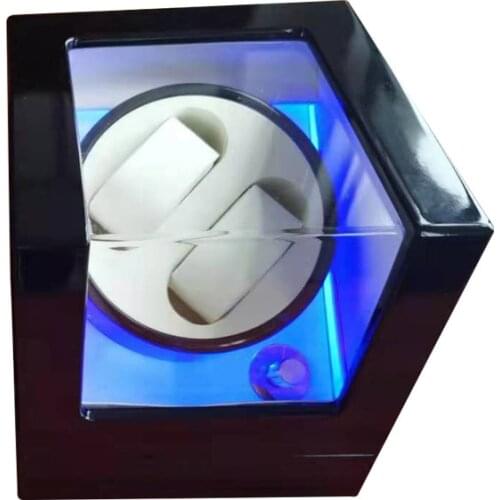 Automatic Watch Winders Box Rotator Double Watch Winding Luxury Watch Cabinet Blue Ambient Light Organizer Display Storage Boxes
