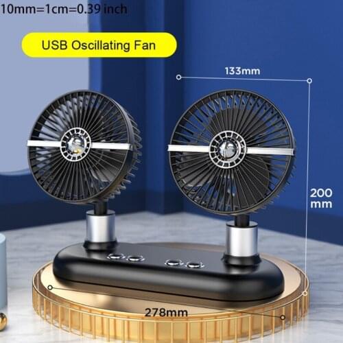 H7JF Dual Head Car Fan Automobile Vehicle Fan Powerful Quiet Ventilation Electric Car Fans with Comfortable USB Plug for Car
