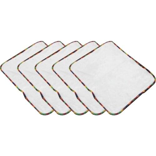 B2EB 5 Pcs Baby Feeding Drool Bibs Reusable Washable Wipe Towel Saliva Towel Bamboo Fiber Anti-Stain Burp Cloth for Newborn