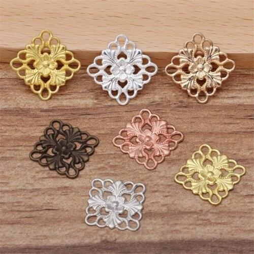 SIXTY TOWFISH 30 Pieces DIY Jewelry Accessories 15mm Handmade Materials Charms Brass Flower Filigree Flower Slice