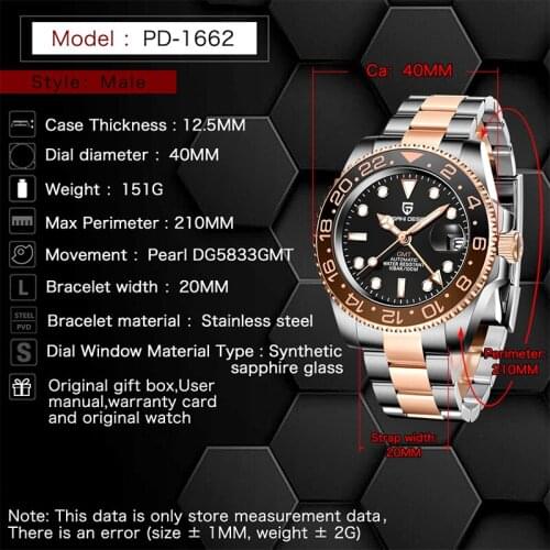 PAGANI DESIGN 40mm Sports Men Watch Sapphire Glass GMT Automatic Watches Top Brand Waterproof Mechanical Wristwatch Reloj Hombre