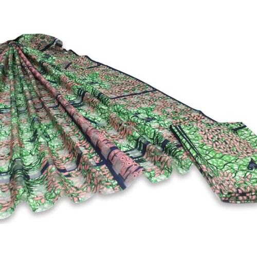 Pure silk fabric organza fabric african fabric abkara african wax print fabric 3+3yards organza ribbon silk for dress B2-E8