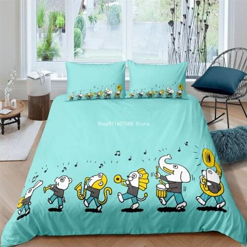 Cartoon Pink Printing Pig Tiger Children Kids Bedding Sets 100% Polyester Duvet Cover Pillowcase Queen Single King Size Bed Set