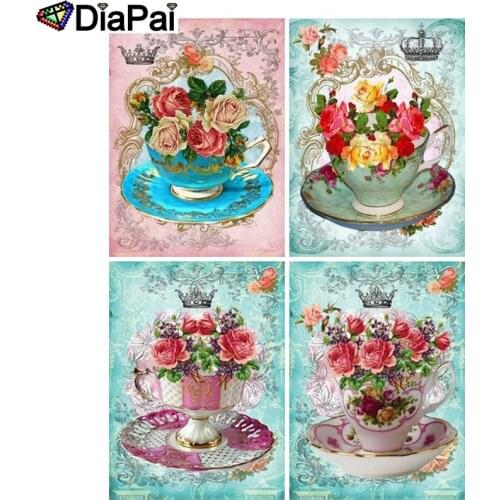 DIAPAI Diamond Painting 5D DIY 100% Full Square/Round Drill "Flower cup landscape" 3D Embroidery Cross Stitch Home Decor