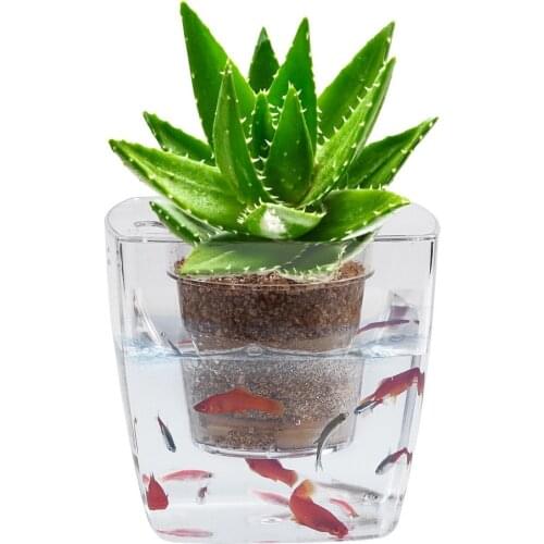 2 In 1 Ecological Aquarium Flower and Fish Co-cultivation Flower Pot Creative Flower Pot Automatic Irrigation Desktop Fish Tank