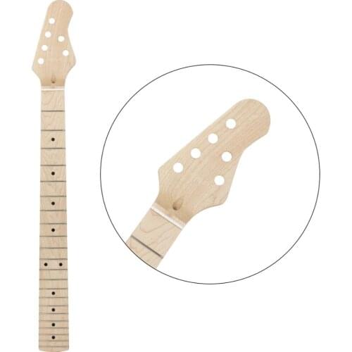 Kmise Electric Guitar Neck Canada Maple 22 Frets Bolt on C Shape Clear Satin for DIY Guitar Projects