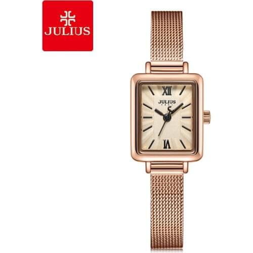 Julius Ladies Elegant Business Watch Rose Gold Rectangle Classic designer Watch High Quality Simple Quartz Watch Montre JA-1153