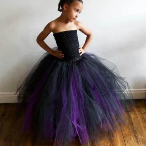 Halloween Witch Baby Girls Dress Purple & Black Witch Cosplay Clothes Chidren Kids Girl Halloween Party Costumes Baby Girl Tutu