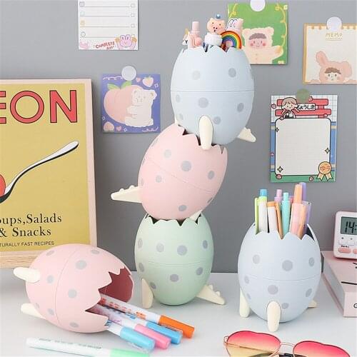 Cartoon Dragon Egg Pen Holder Office Storage Box Makeup Brush Containers Household Stationery Home Decor Desktop Organizer