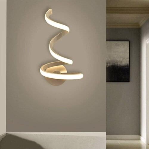 Creative Spiral LED Light Wall Mount Acrylic Metal TV Background Sconces Lamps Bedside Room Bedroom Wall Decor Arts dropshipping