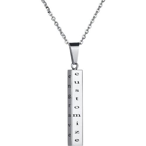 Custom Name Date Bar Lucky Numbers Pendant For Women Men Personalized Jewelry Gifts Stainless Steel Engraved Geometric Pendant