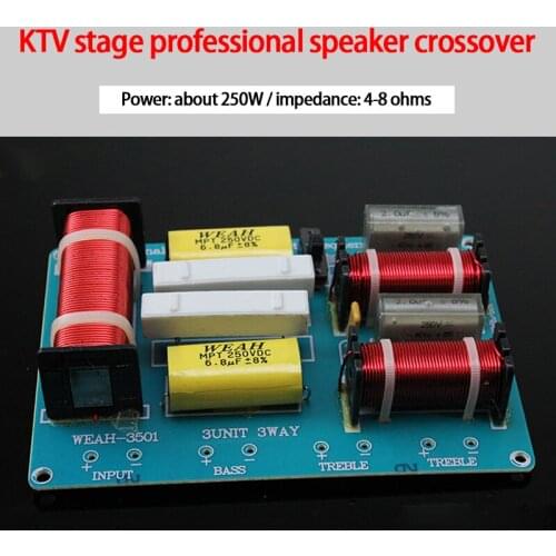 KYYSLB 250W 4-8 Ohm KTV Stage Speaker Frequency Divider Card Package High and Low Three-way Frequency DIY Frequency Divider