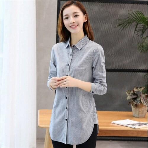 Fashion Elegant Womens Spring Summer Style Blouses Casual Womens Long Sleeve Striped Shirts Elegant Womens Tops DF3414