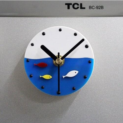 Fashion creative fish tank magnetic refrigerator stickers Mediterranean clock home message stickers suction wall clock