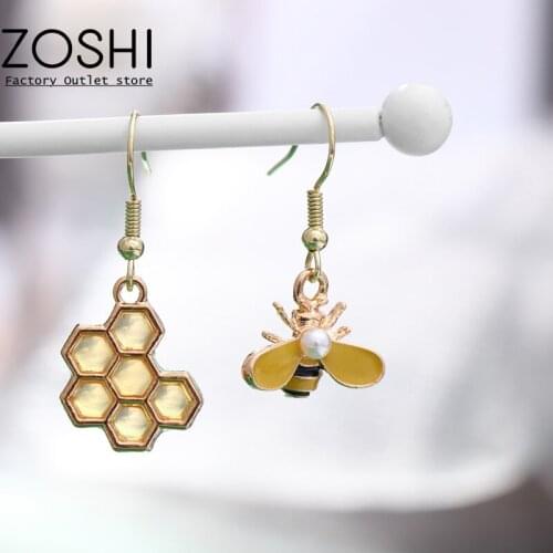 Fashion Drop Earrings for Women 2021 Sweet Honeycomb Little Wasp Modelling Asymmetric Long Earrings Hanging ​Lovely Jewelry