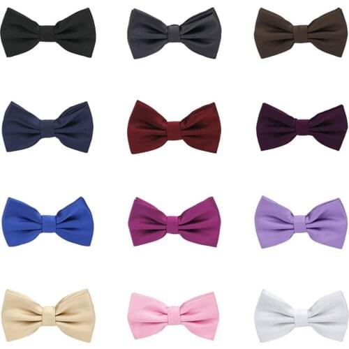 Men Fashion Tuxedo Solid Color Stripe Bow Tie Wedding Adjustable Formal Bowtie