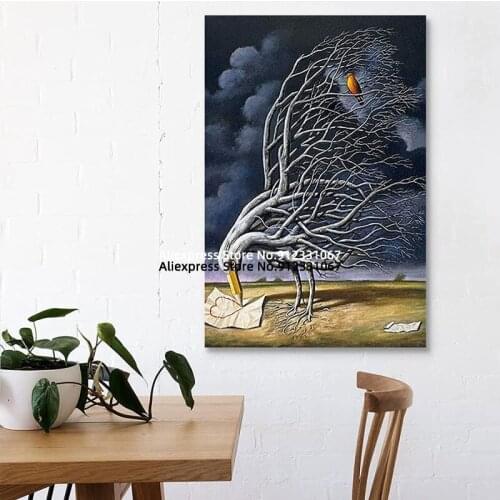 Branch Crow Drawing Fantasy Painting Canvas Wall Art Living Room Posters Painting Picture Print Modern Family Poster Decor