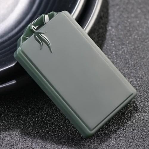 Natural authentic hetian green jade pendant black jade bamboo handcarved Dragon jadeite jade necklace pendants real jade jewelry