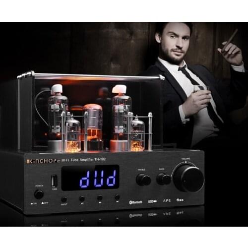 220V Optical Fiber Coaxial Bluetooth HiFi Valve Tube Amplifier Lossless Bluetooth HIFI Amplifier 6N12+6F1 100W+100W TH-102