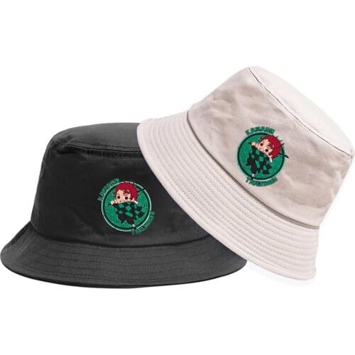 Anime Demon Slayer Bucket Hat Casual Fisherman Hat Boonie Hat Teenger Outdoor Cap Student Summer Sun Cap Beach Hat Hip Hop Cap