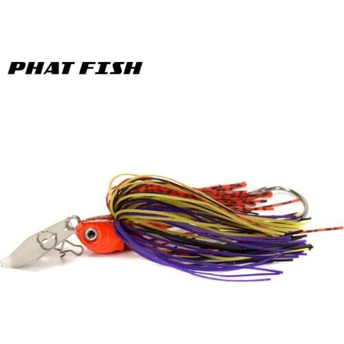 PHAT FISH 1pc 9/16oz Multi-Color 17g Irresistible Vibrating Action Sticky-Sharp Point Hook Bladed Jig Fishing Lures Chatterbait