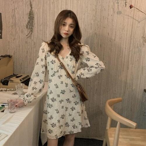 Dress for Women 2021 Spring New Sweet Temperament V-neck Back Lace-up Design Mid-Length Dress lolita dress european clothing