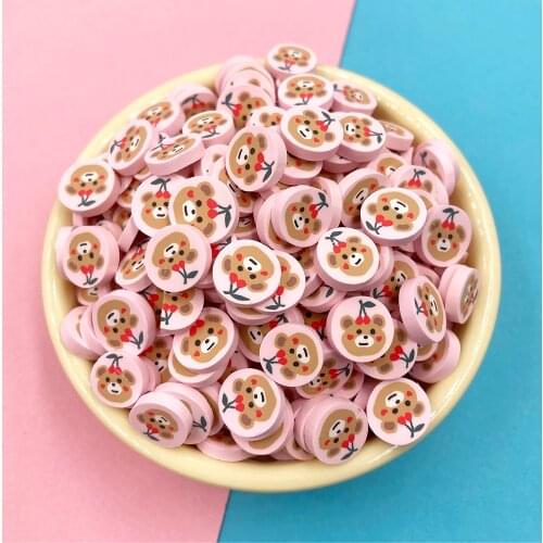 50g Polymer Hot Clay Cute Cherry Bear Sprinkles for Crafts DIY Making Nail Art Slices Slime Material Accessories Phone Decor