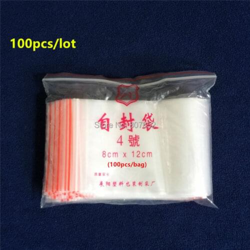 Chenkai 100pcs 80*120mm clear Transparent PE plastic zipper packaging bag Ziplock Packing Bag Necklace Jewelry bag