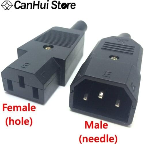 IEC Direct Plug Connector Male/Female 10A 250V Black Master Plug and Public Plug Removable Wire Power Connector 3pin AC Socket