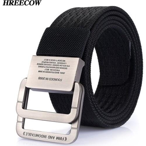 Fashion Men Belt Military Equipment Outdoor Tactical Belt Man Double Ring Buckle Thicken Canvas Belts for Men Waistband Strap