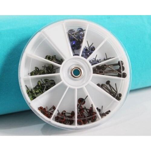 02--120pcs/box--3mm/4mm/5mm pin glass toy eyes for diy handcraft findings for diy doll ---blue/green/dark coffe/black round