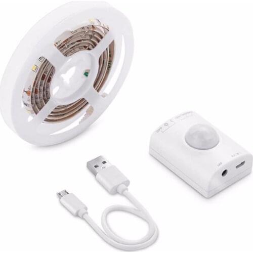 Wrumava USB Motion Sensor LED strip Kit Rechargeable Activated Bed Light ,Stick Anywhere Auto Shut Off Timer for Under Cabinet