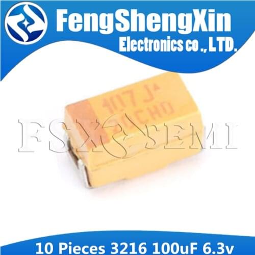 10pcs A 3216 100uF 6.3V 6V3 107 107J SMD tantalum capacitor TLLA107M006R0800