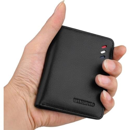 Slim Wallets for Men real Genuine Leather Minimalist Small Credit Card Holder Mens Purses with Box Women Apply Gift 2020 New