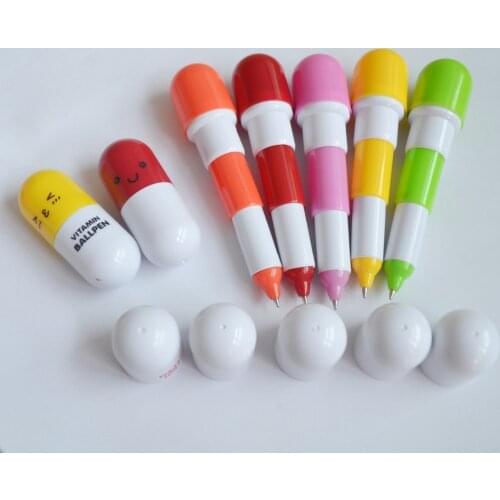 Promotional pill shape retractable ballpoint pen 1c customized logo imprinting for addvertising