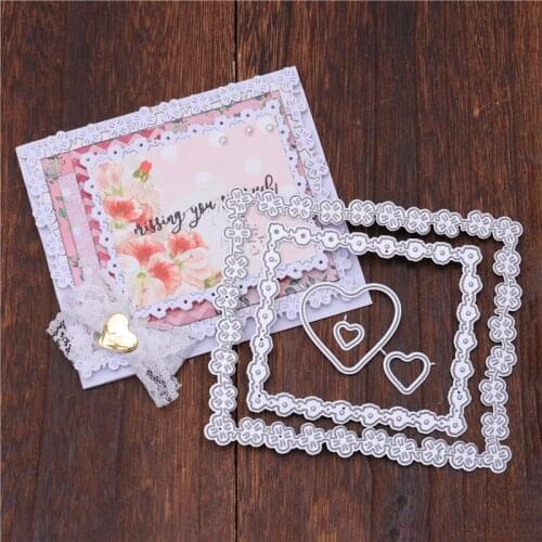 YaMinSanNiO Heart Dies Flower Frame Metal Cutting Dies Stencils for Diy Card Scrapbooking Decoration Embossing Die Cut New 2020