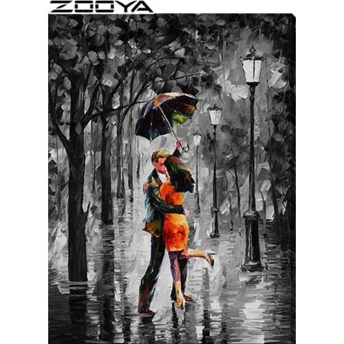 ZOOYA Diamond Embroidery 5D DIY Diamond Painting Cross-Stitch Umbrella Street Lamp Couple Embroidery Diamond Cross Stitch R481