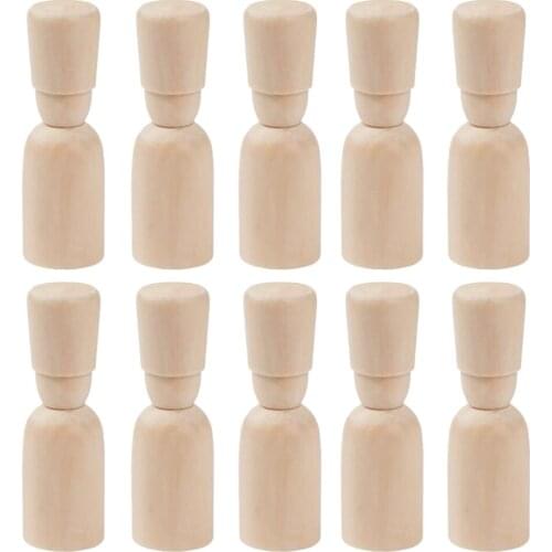 10pcs 85mm Unfinished Wood Peg Doll Bodies People Shapes for I Ba