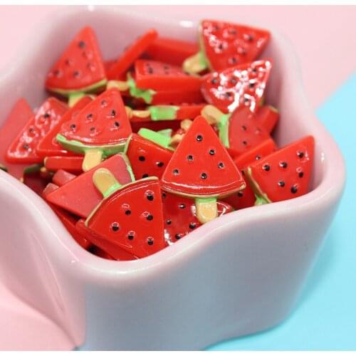 10pcs Watermelon Resin Cabochon Fruit Ice Cream Kawaii Ornament Accessories Cameo Patch Sticker Garment DIY Phone Shell Decor