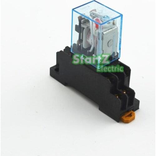 10Pcs Relay LY2NJ 220/240V AC Small relay 10A 8PIN Coil DPDT With Socket Base