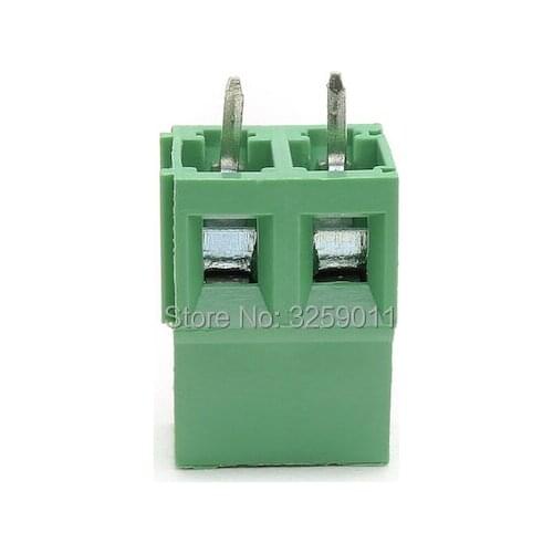 500PCS Screw Terminal Block Connector 300V 10A 5.0mm KF 128-5.0-2P Green Iron 2pin 22-12 AWG
