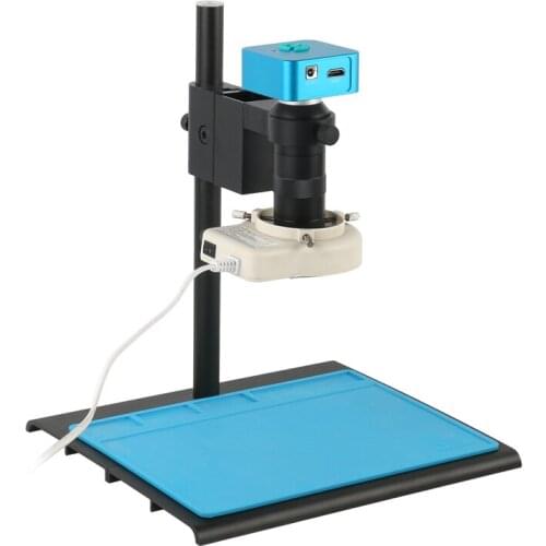 1080P UHD HDMI Electronic Digital Industrial Video Microscope Camera 100X 180X C mount Lens 56 LED Ring Light For PCB Repair