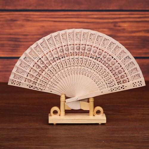 2019 New Folding Hand Held Fan Chinese classic Bamboo Fan Folding Wooden Carved Hand Fans for Outdoor Wedding Party Favor
